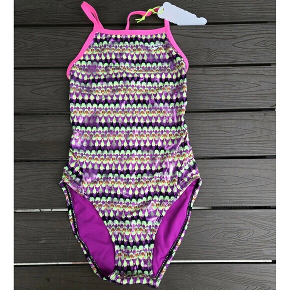 TYR The Finals Women Eye Candy Foil Swimsuit Wing back Multicolor - Size 34 New - Picture 1 of 3